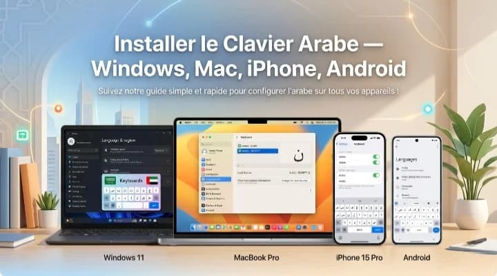 Installation du clavier arabe sur Windows, Mac, iPhone et Android — guide étape par étape